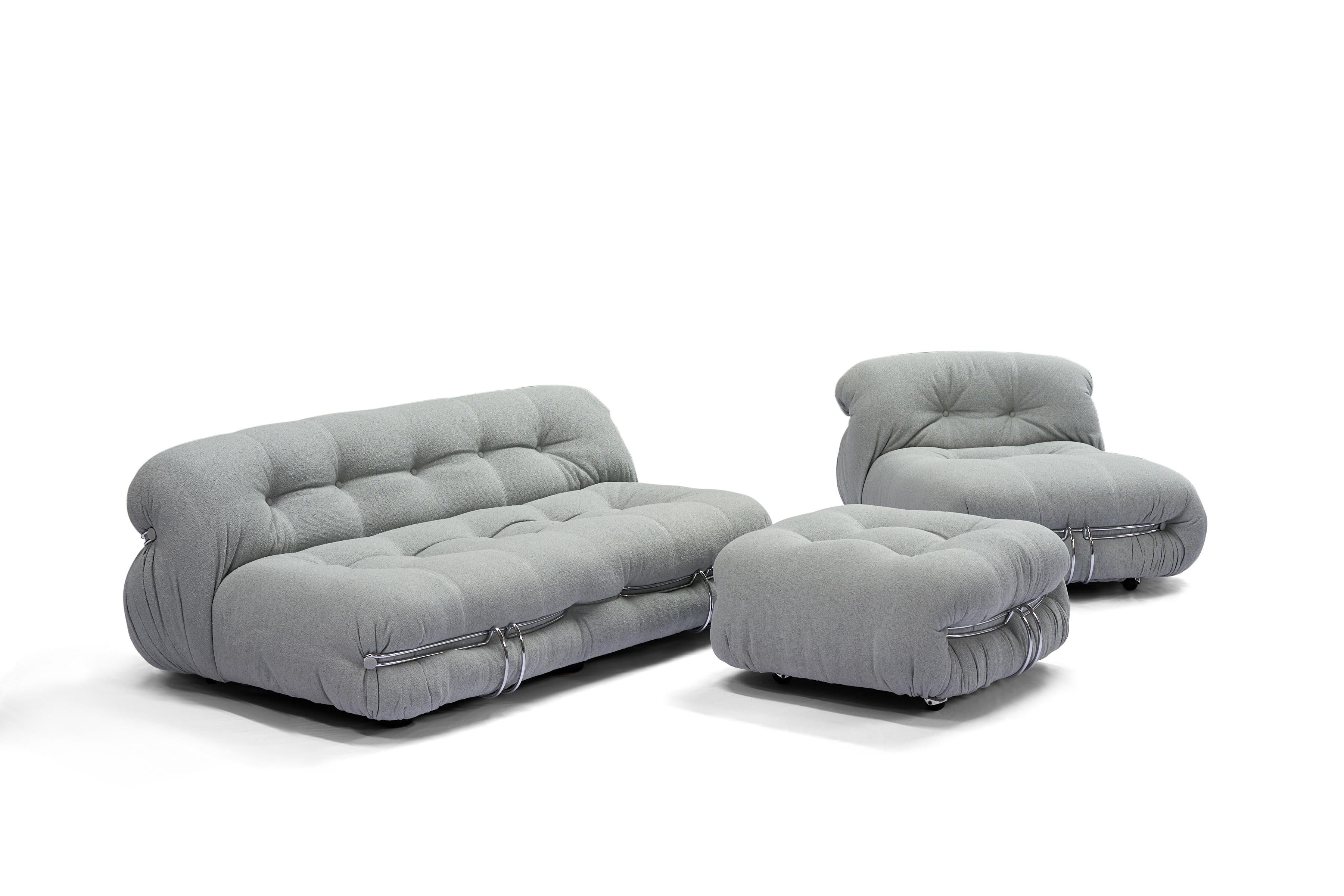 Afra and Tobia Scarpa Soriana lounge chair and ottoman for Cassina For Sale 3