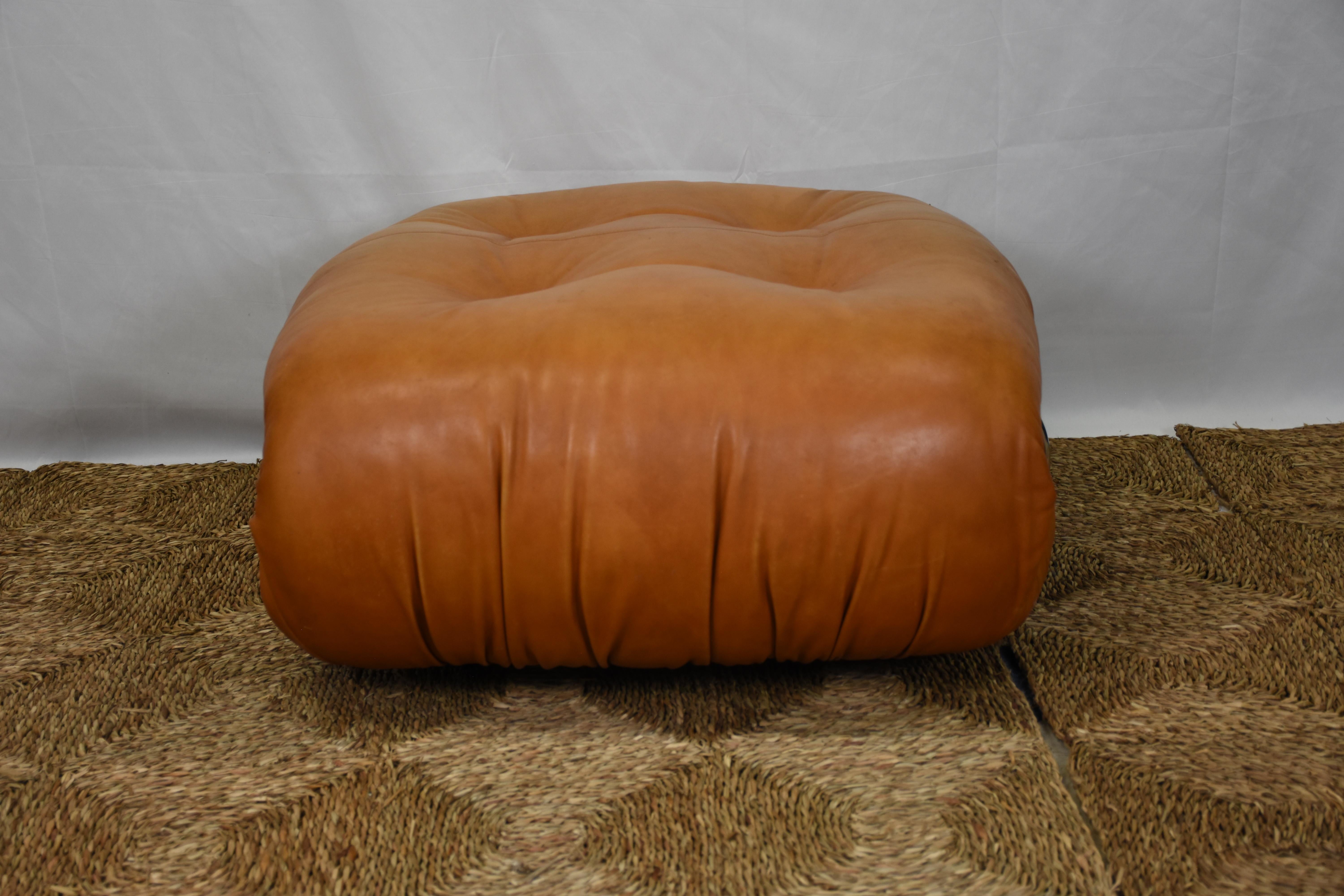 Leather Afra and Tobia Scarpa Soriana Lounge Chair and Ottoman For Sale
