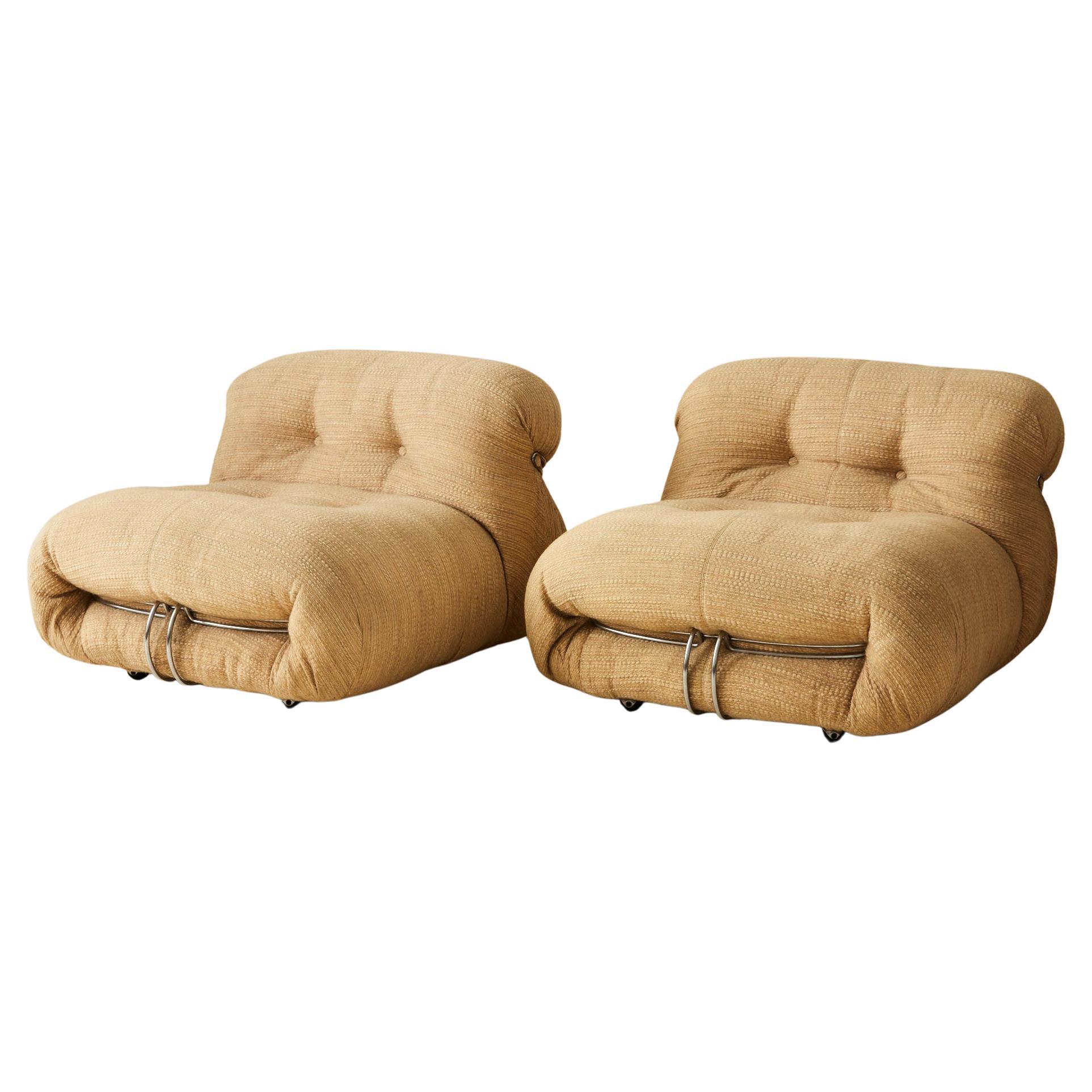 Afra and Tobia Scarpa "Soriana" Lounge Chairs by Cassina, a Pair, 1970
s