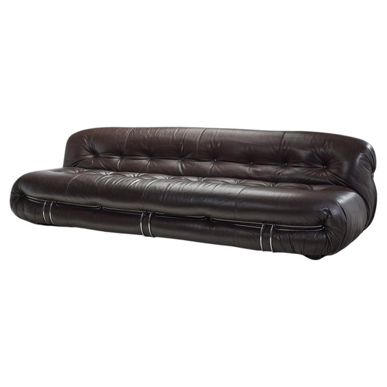 Afra and Tobia Scarpa "Soriana" Sofa in Leather, Italy, 1969 For Sale
