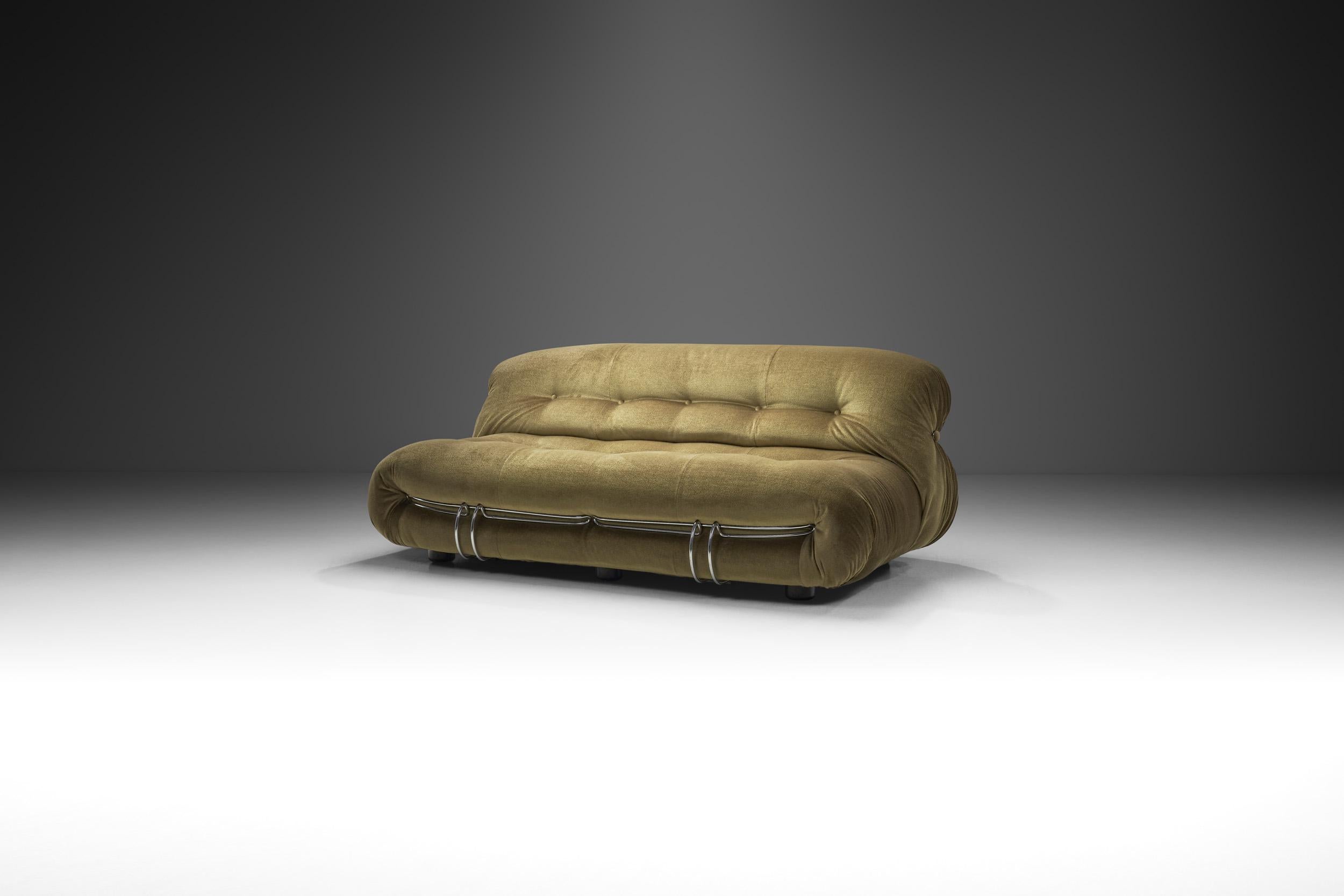 The iconic “Soriana” sofa was designed by the Italian designer duo, Afra and Tobia Scarpa in 1969. Besides its innovative manufacturing, visually, Soriana brings sophisticated and leisurely comfort to any home.

This post-modern two-seater sofa was