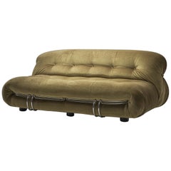 Afra and Tobia Scarpa "Soriana" Two-Seater Sofa in Velour, Italy, 1969