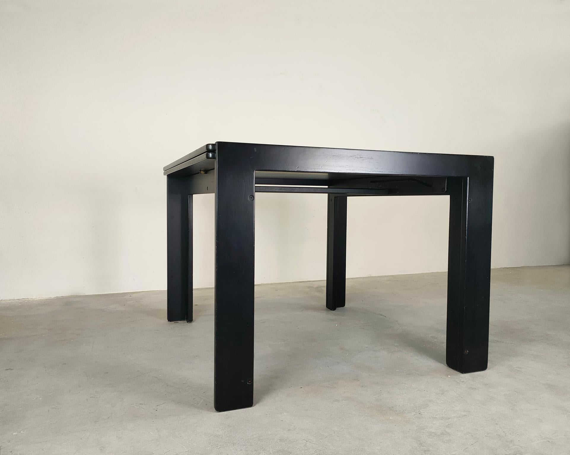 Mid-Century Modern Afra & Tobia Scarpa 778 Extensible Table in Black Ashwood by Cassina 1960s