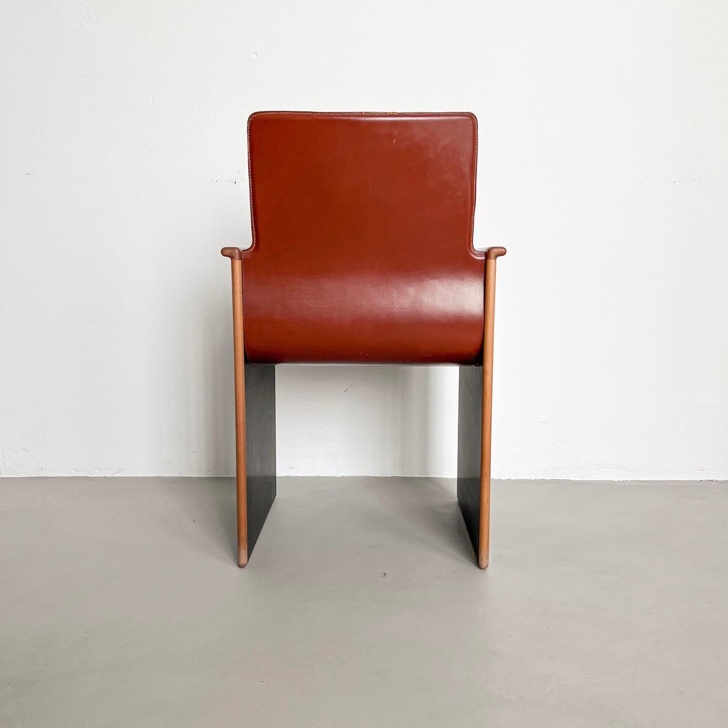 Leather Afra and Tobia Scarpa, Stildomus Segesto dining chairs, set of four For Sale