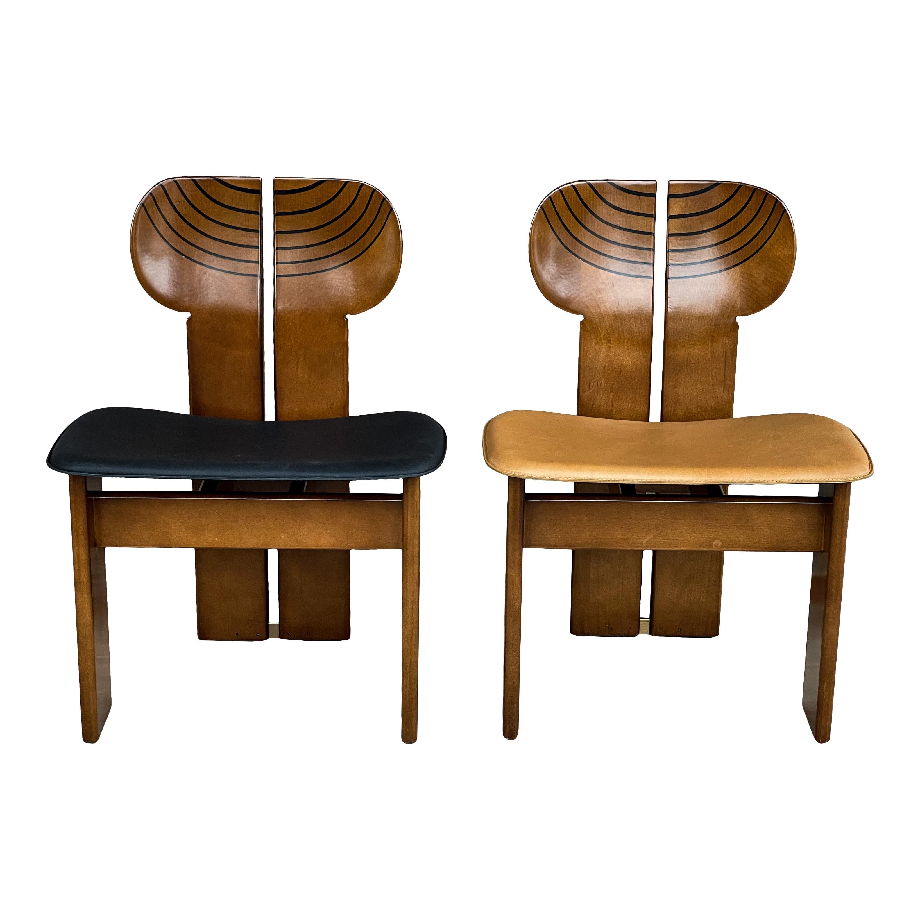 Afra and Tobia Scarpa Walnut Africa Dining Chair for Maxalto, 1976, Set of 10 For Sale 3