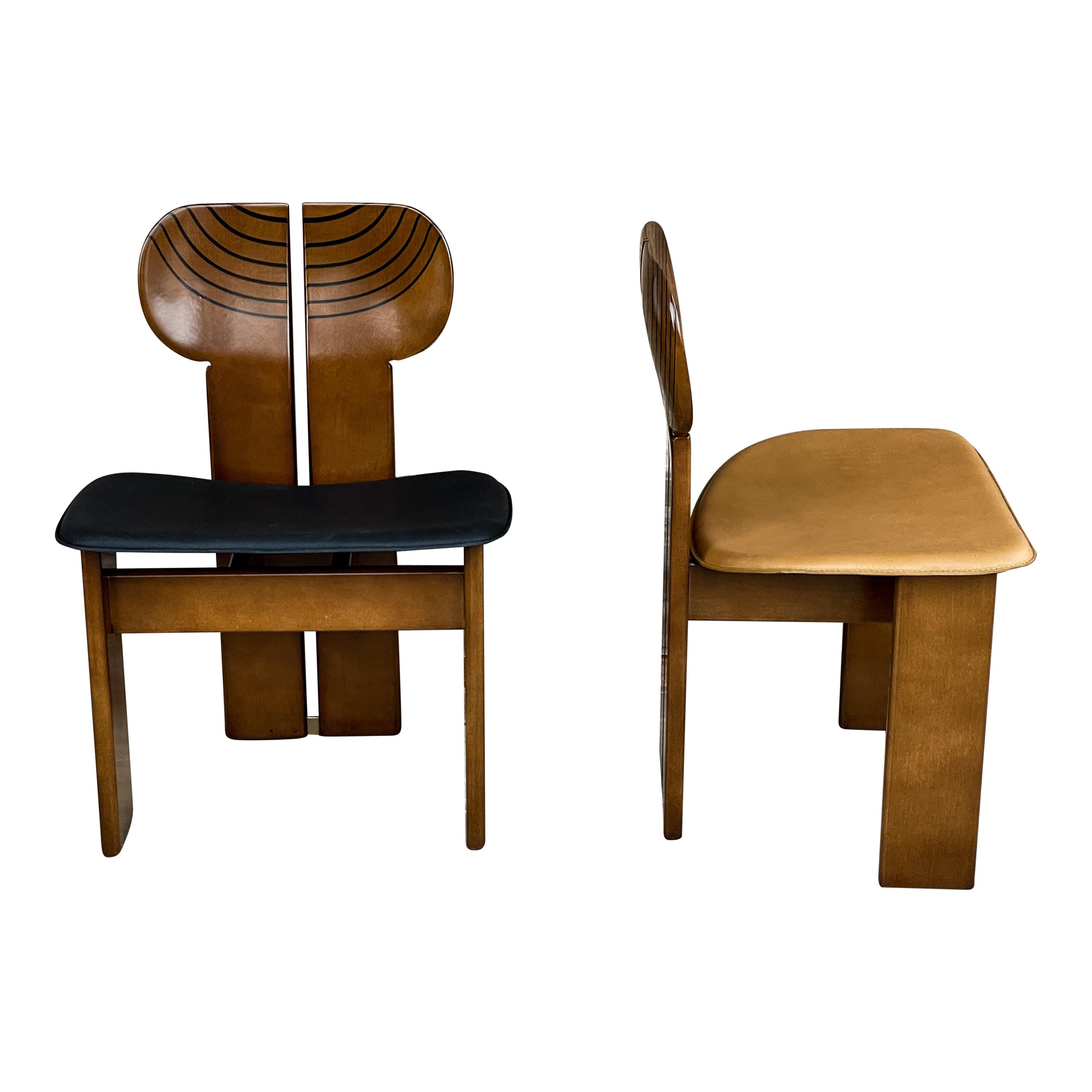Afra and Tobia Scarpa Walnut Africa Dining Chair for Maxalto, 1976, Set of 10 For Sale 4