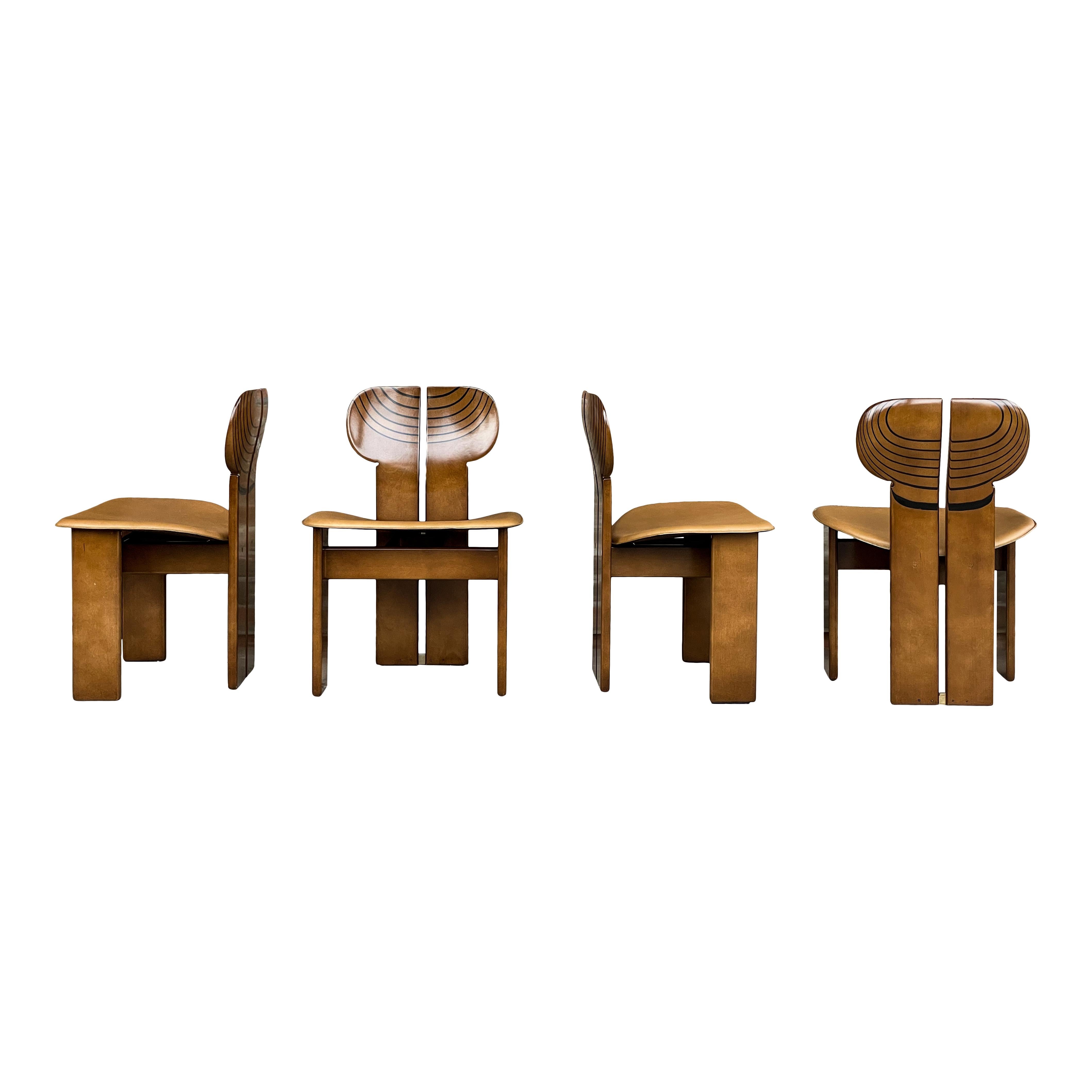 Afra and Tobia Scarpa Walnut Africa Dining Chair for Maxalto, 1976, Set of 10 For Sale 2