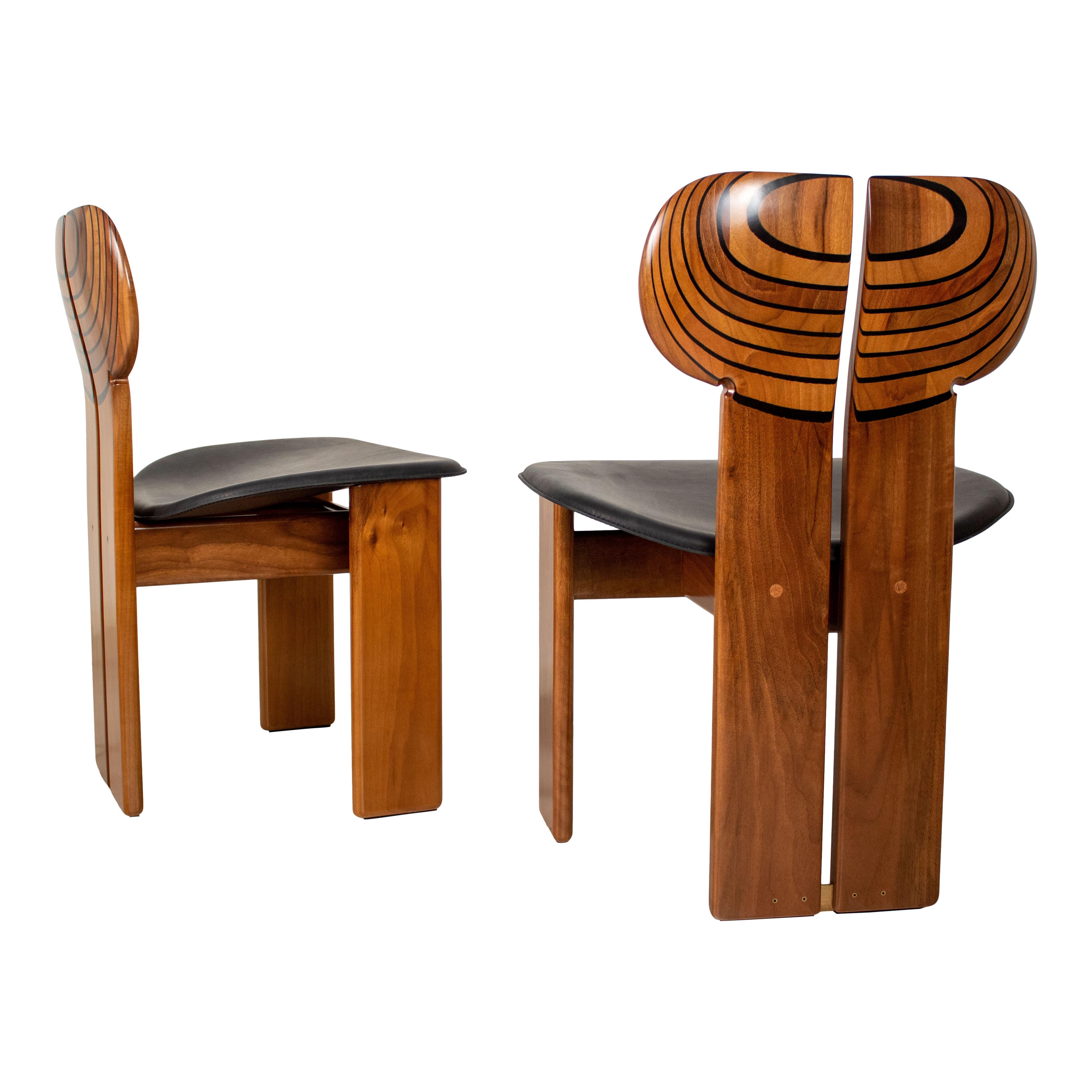 Afra and Tobia Scarpa Walnut Africa Dining Chair for Maxalto, 1976, Set of 4 For Sale 6