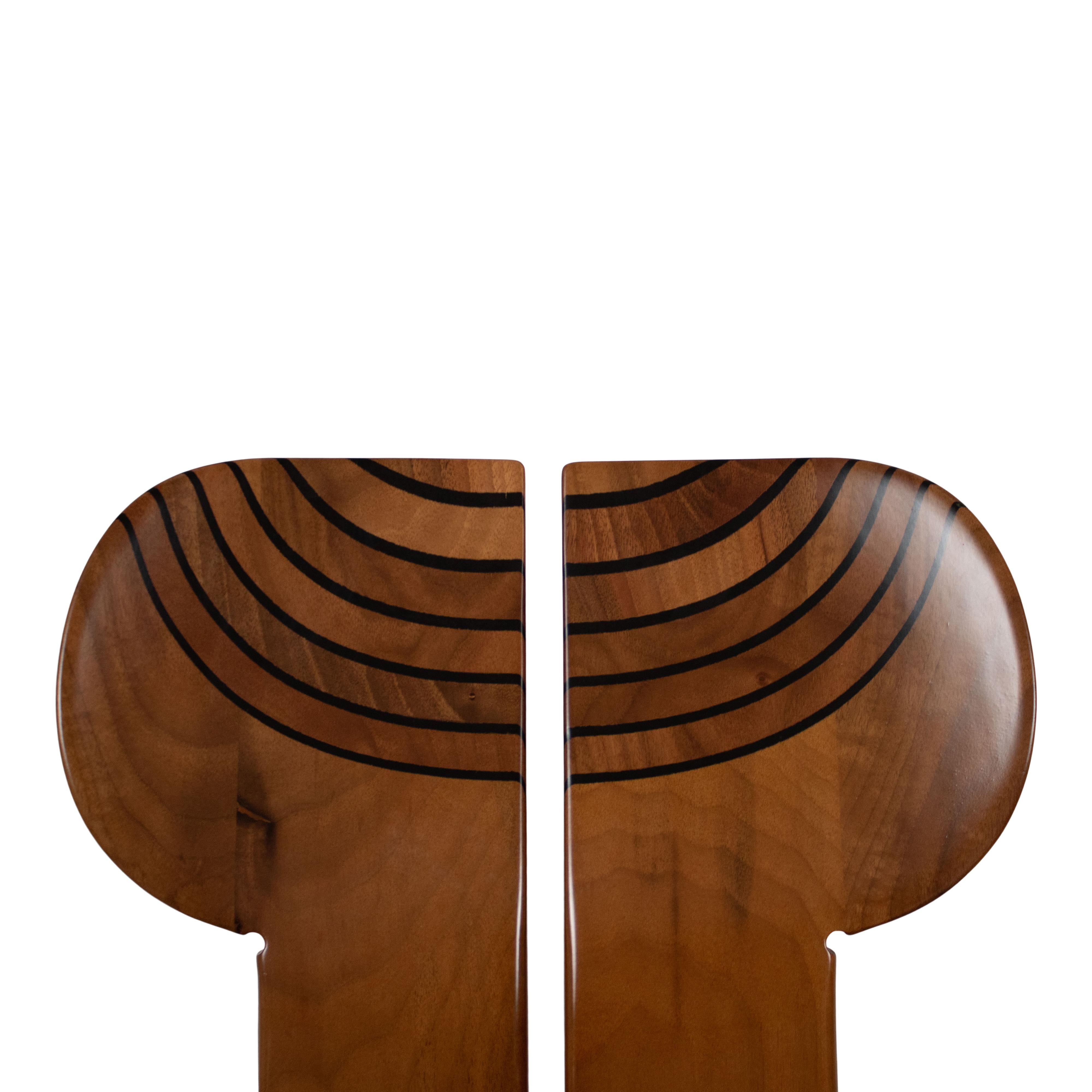 Afra and Tobia Scarpa Walnut Africa Dining Chair for Maxalto, 1976, Set of 4 For Sale 10