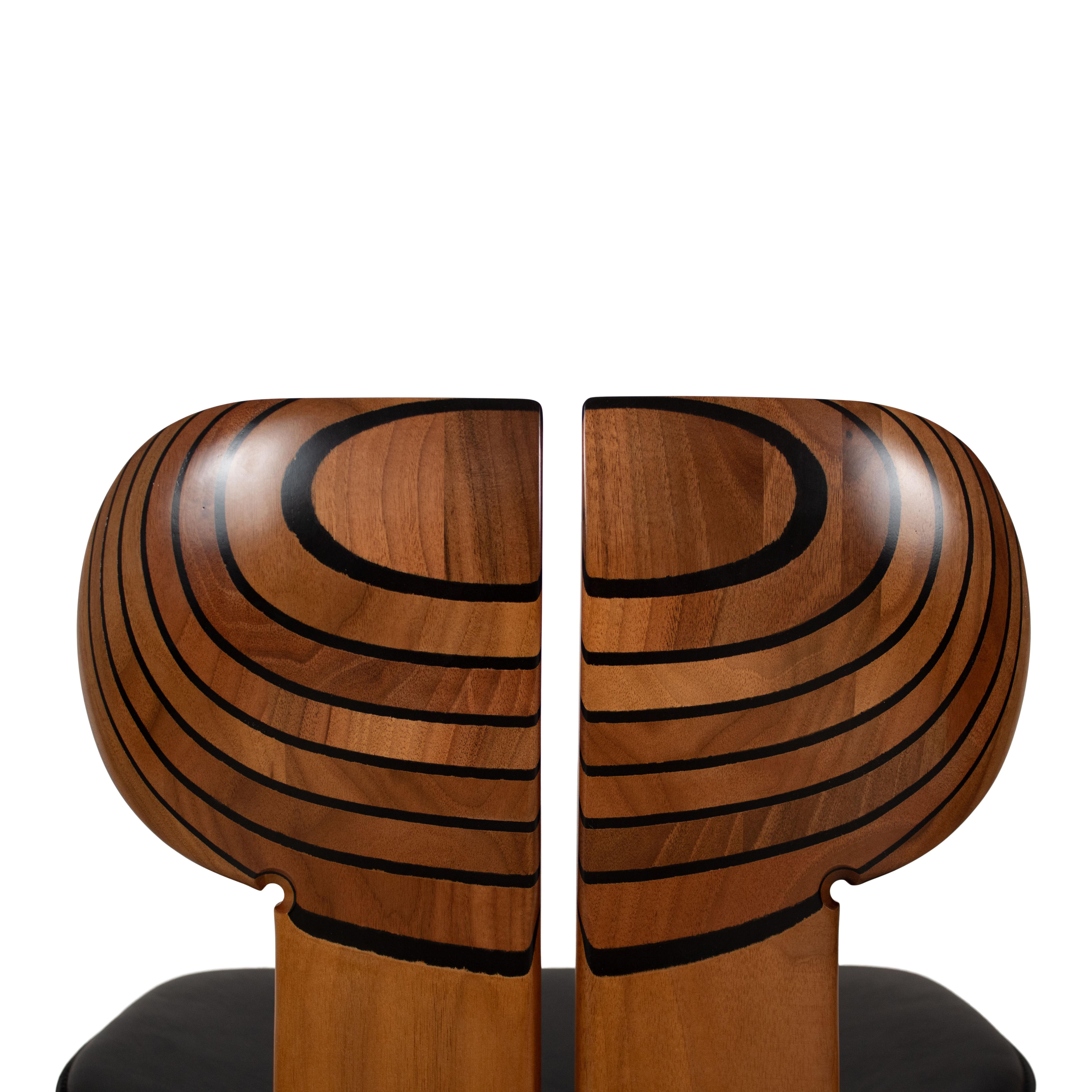 Afra and Tobia Scarpa Walnut Africa Dining Chair for Maxalto, 1976, Set of 6 For Sale 13