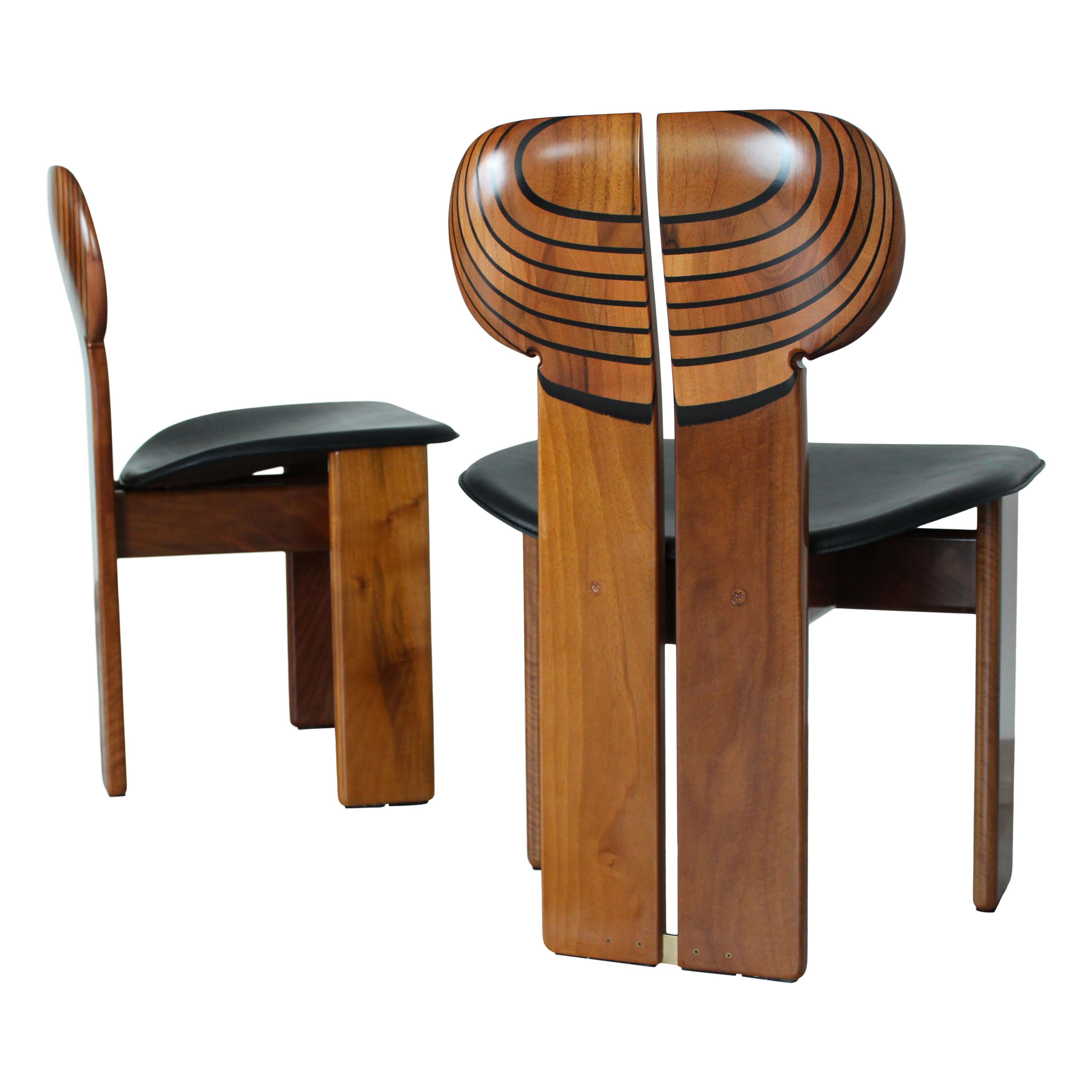 Afra and Tobia Scarpa Walnut Africa Dining Chair for Maxalto, 1976, Set of 8 For Sale 3