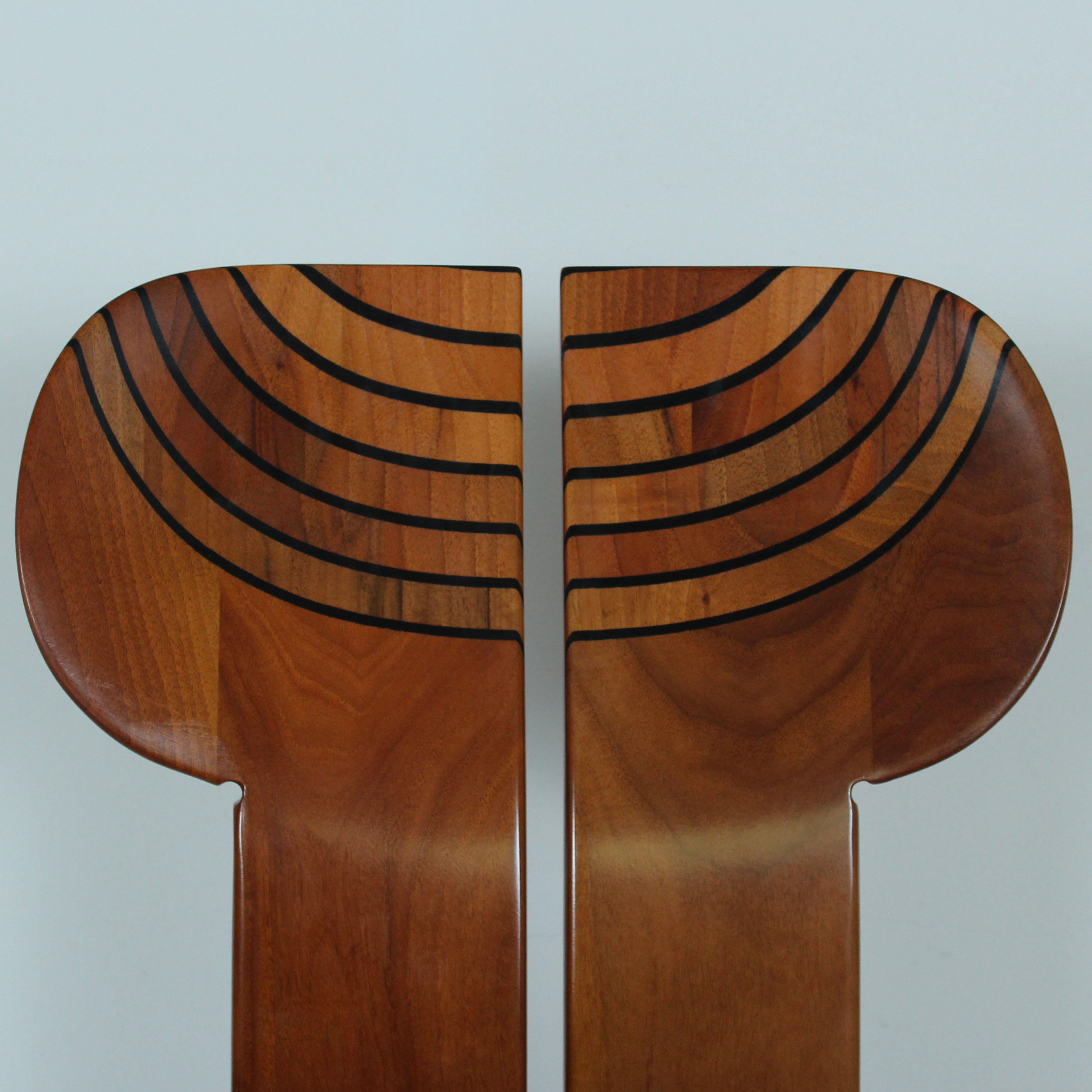 Afra and Tobia Scarpa Walnut Africa Dining Chair for Maxalto, 1976, Set of 8 For Sale 11