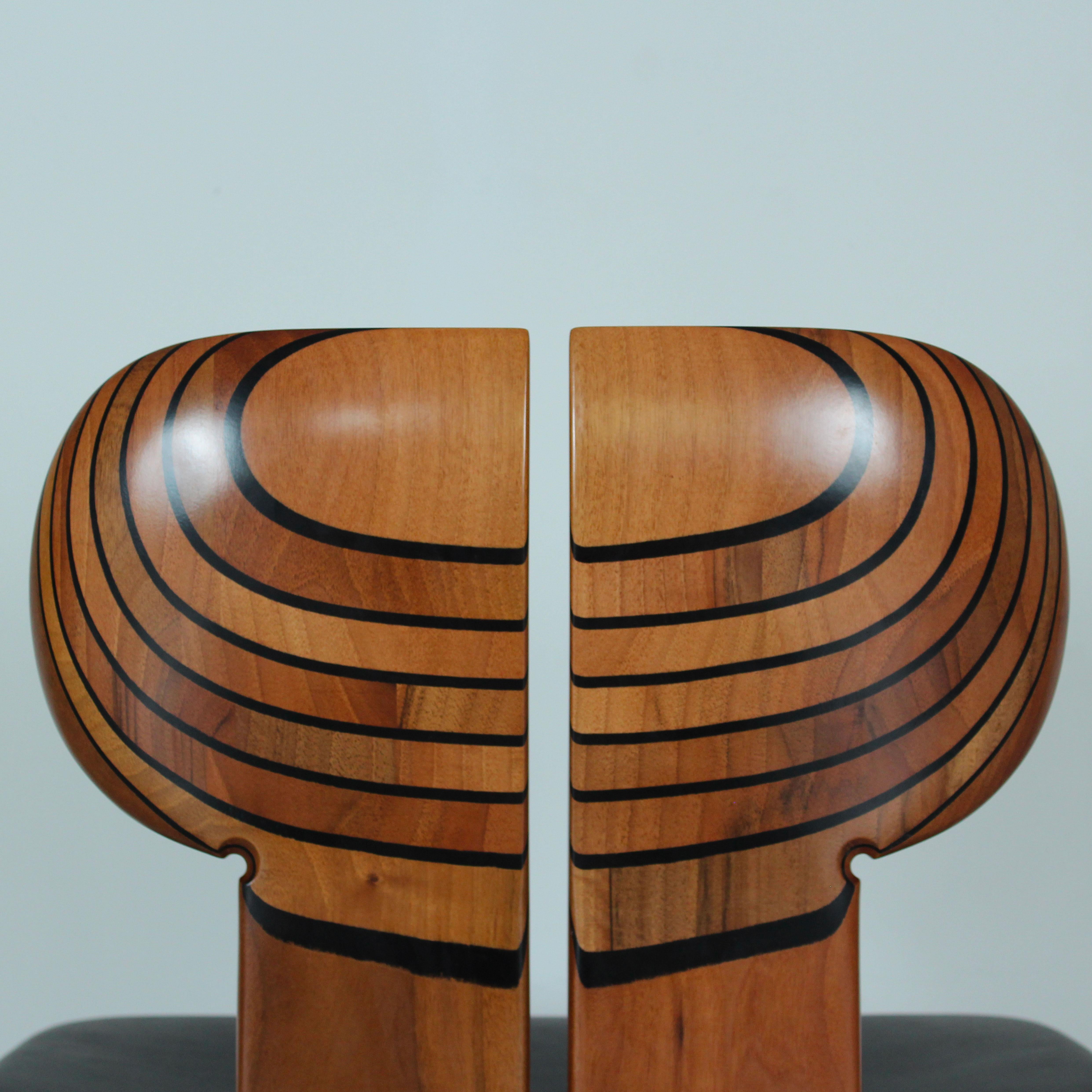 Afra and Tobia Scarpa Walnut Africa Dining Chair for Maxalto, 1976, Set of 8 For Sale 12