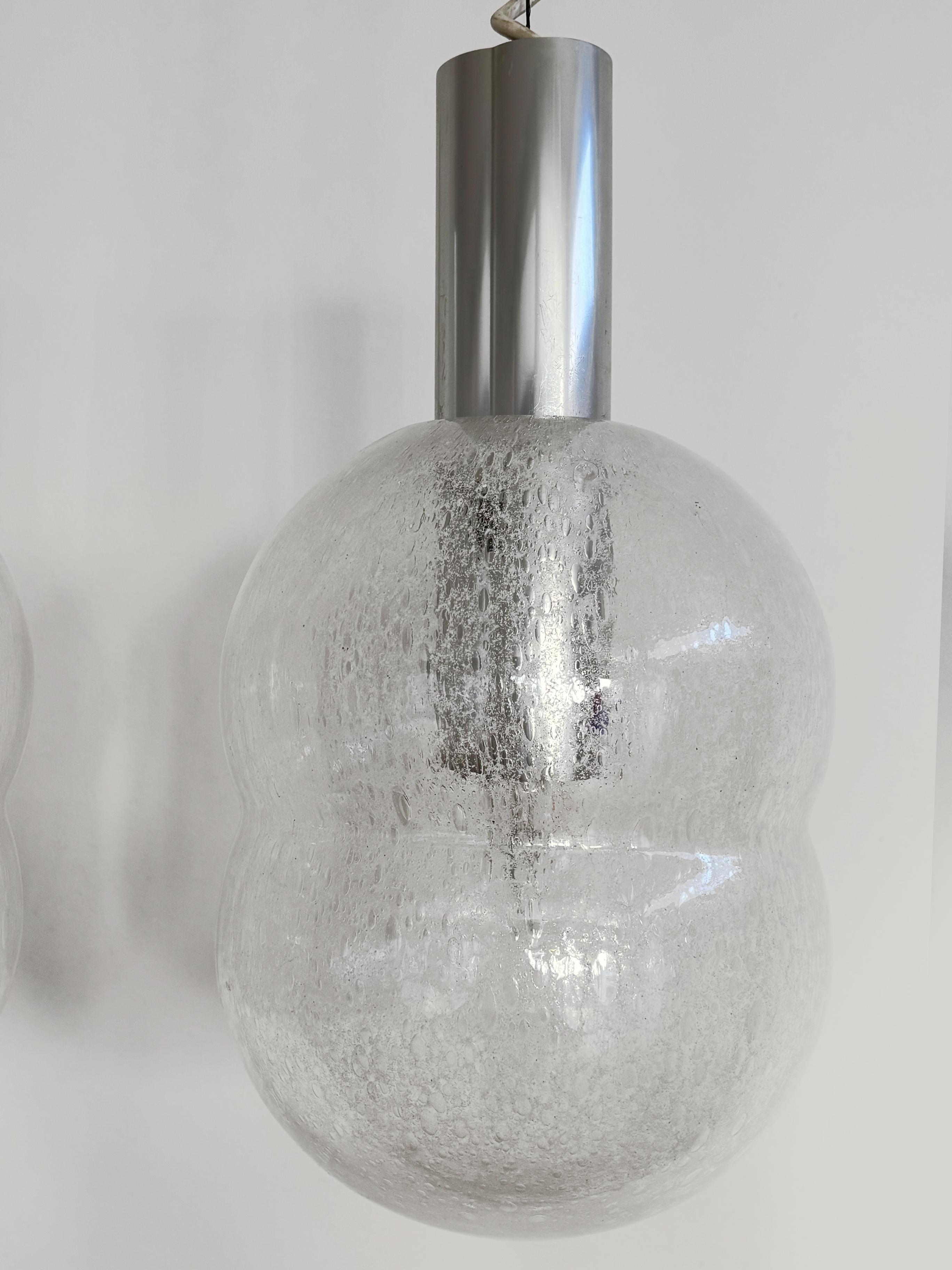 Metal Afra e Tobia Scarpa Italian Midcentury Bilobo Glass Pendant Lamps for Flos 1960s For Sale