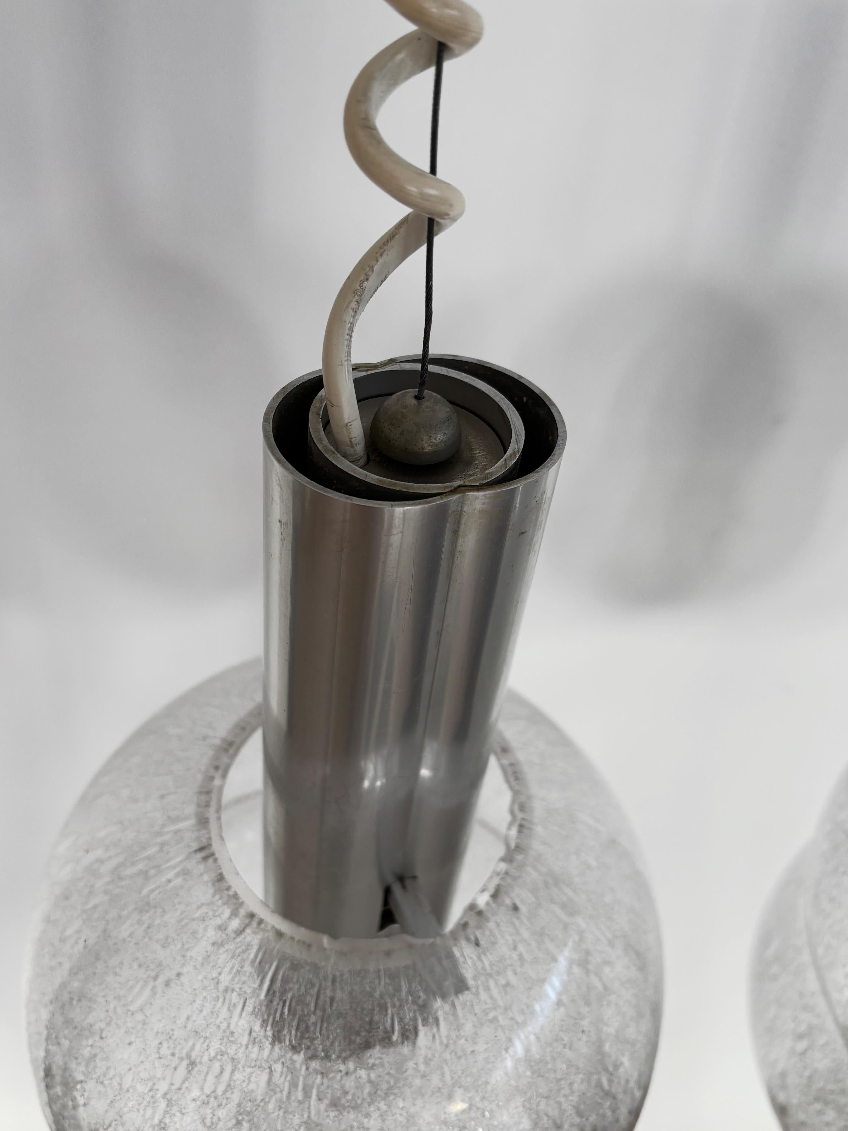 Afra e Tobia Scarpa Italian Midcentury Bilobo Glass Pendant Lamps for Flos 1960s For Sale 3
