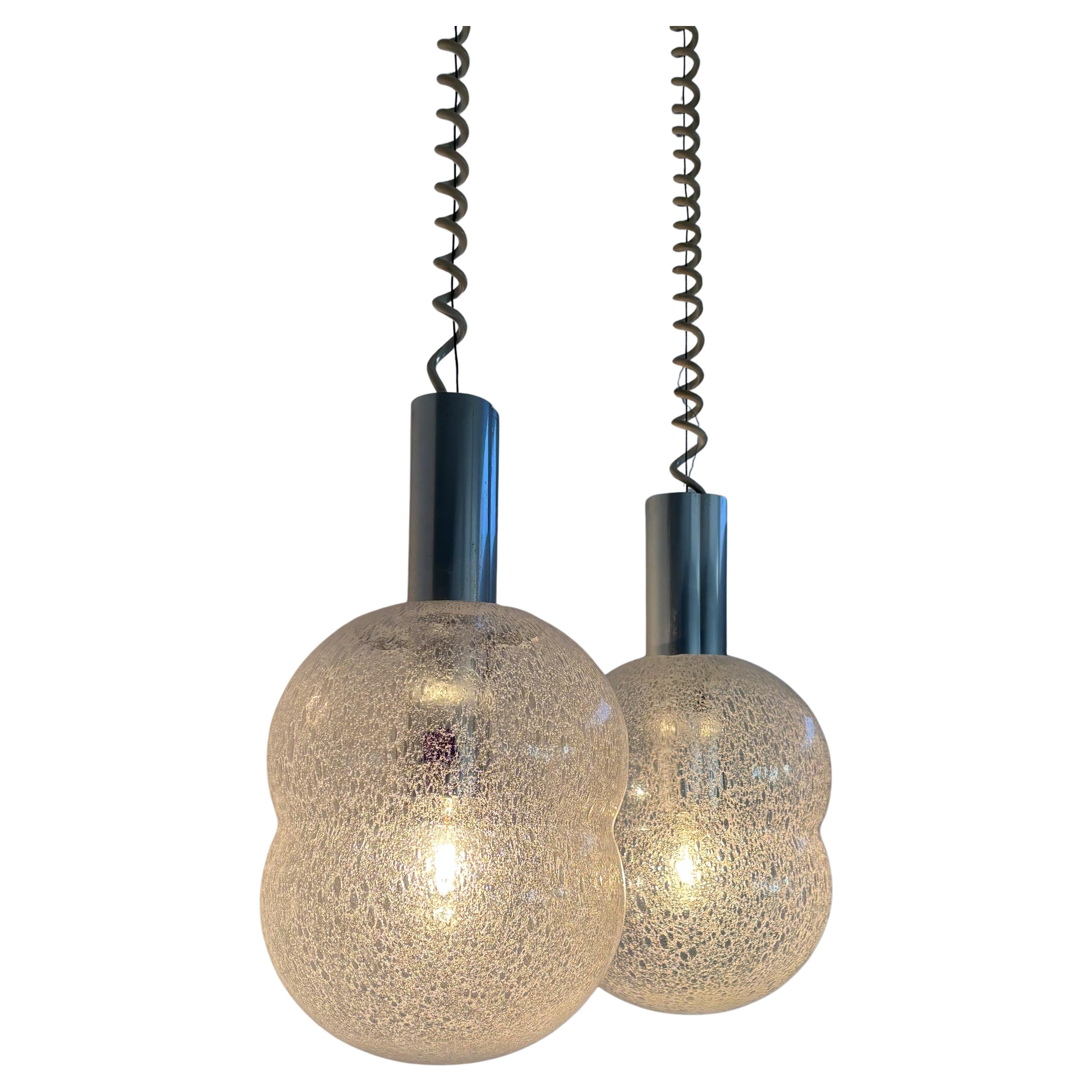 Afra e Tobia Scarpa Italian Midcentury Bilobo Glass Pendant Lamps for Flos 1960s
