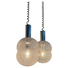 Afra e Tobia Scarpa Italian Midcentury Bilobo Glass Pendant Lamps for Flos 1960s
