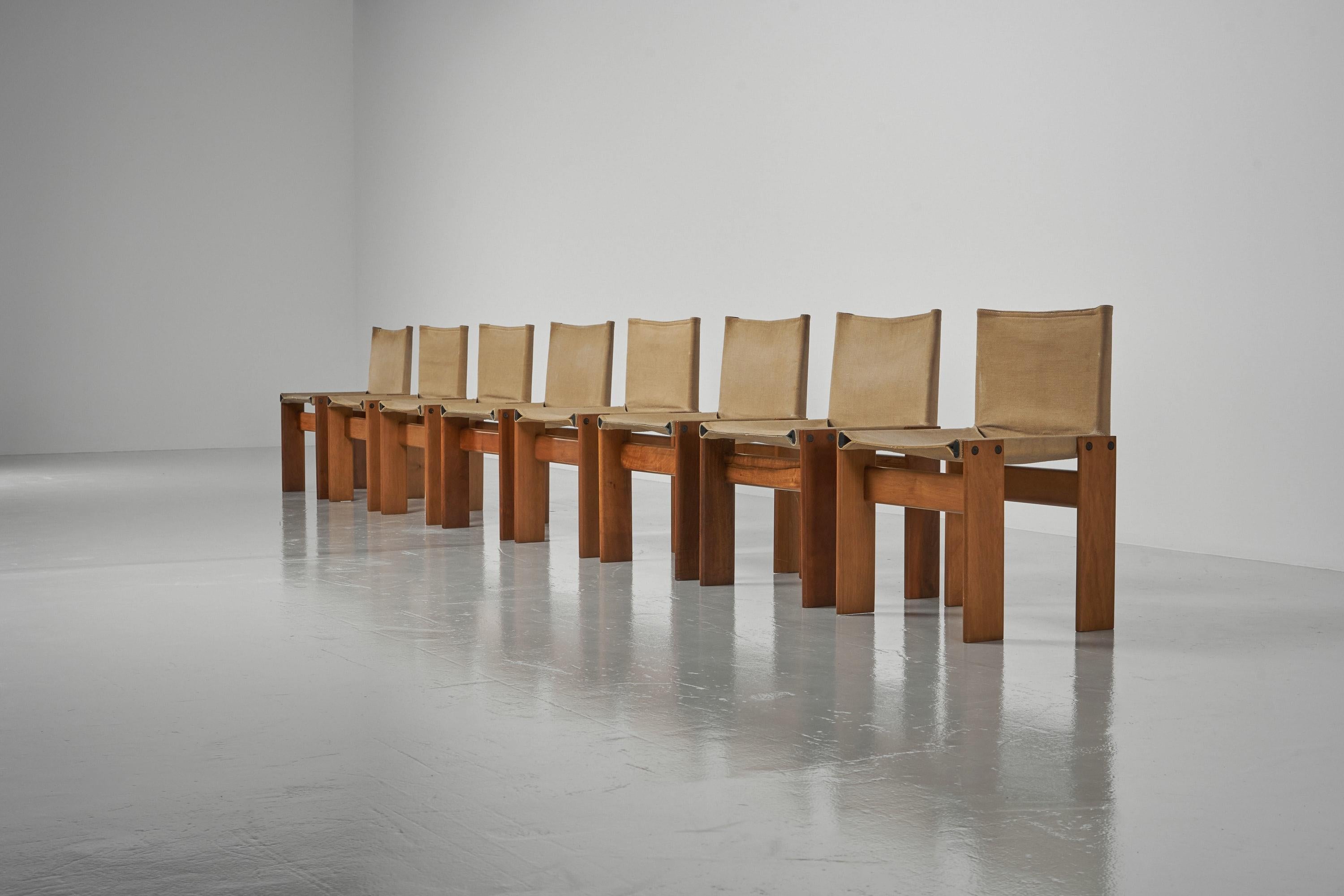 Fin du 20e siècle Afra e Tobia Scarpa Chaises Monk toile Molteni 1974