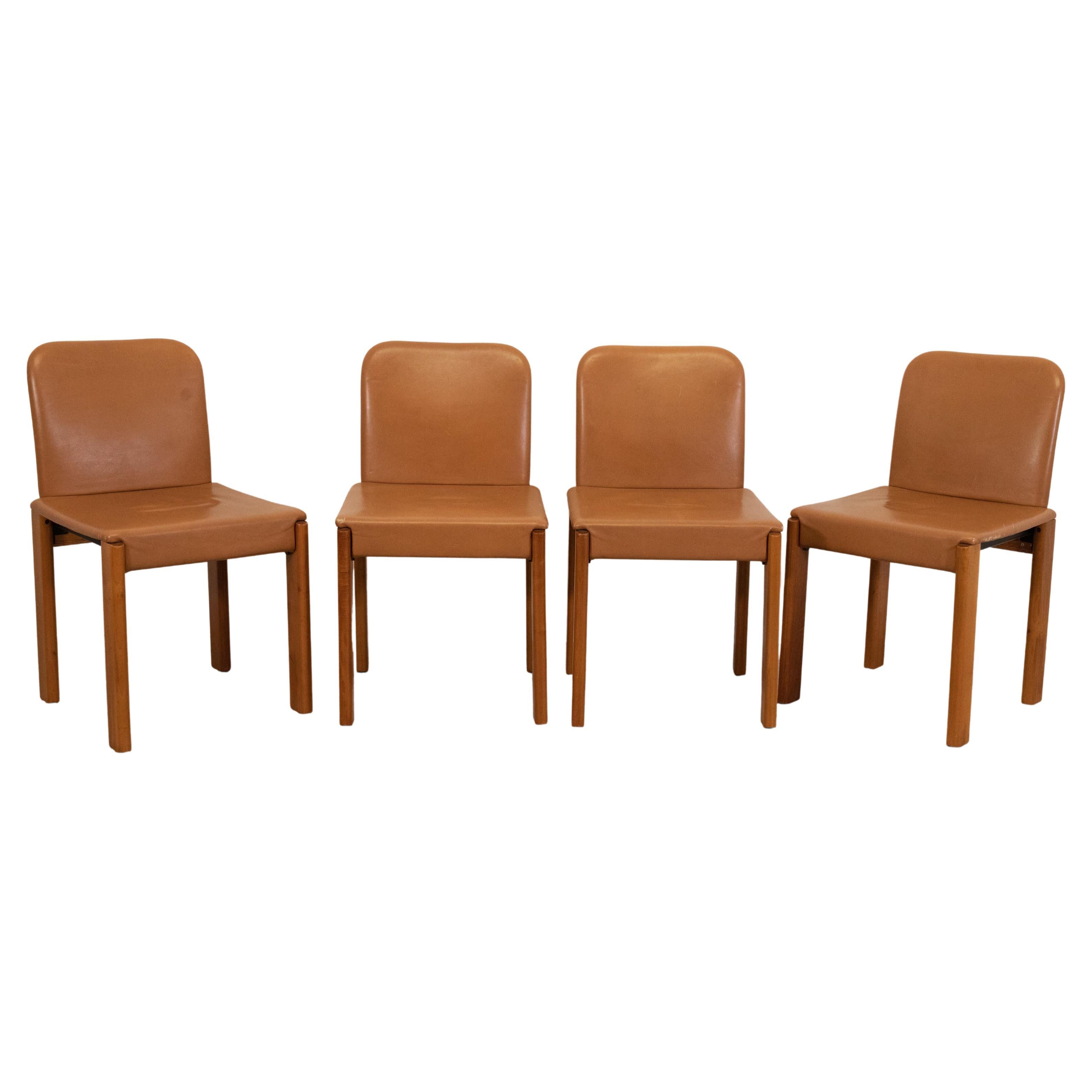 Afra et Tobia Scarpa pour Molteni - Ensemble de 4 chaises, 1980 en vente
