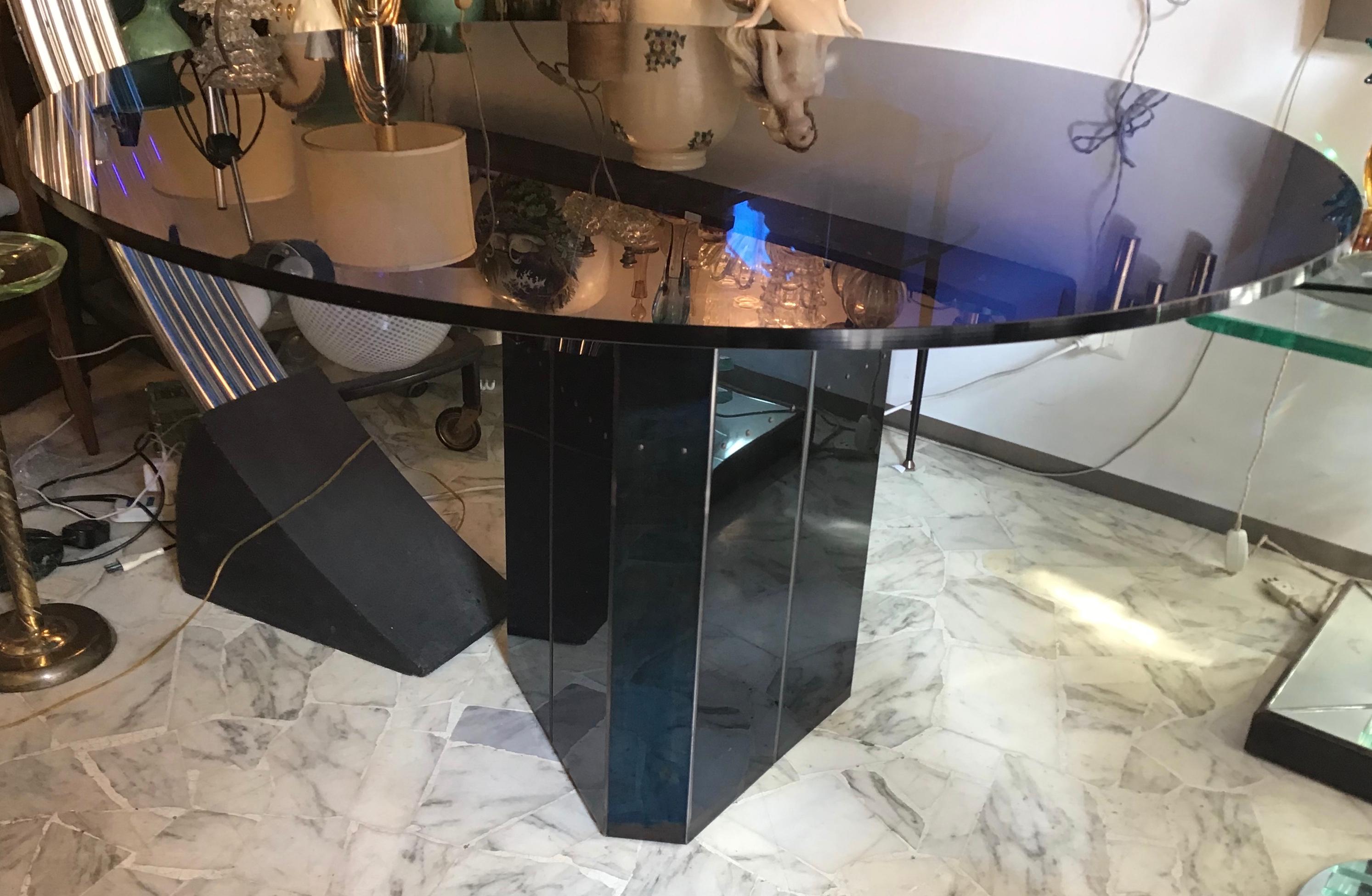 Other Afra e Tobia Scarpa “Polygono” Table Metal Glass by BeB, 1980, Italy For Sale