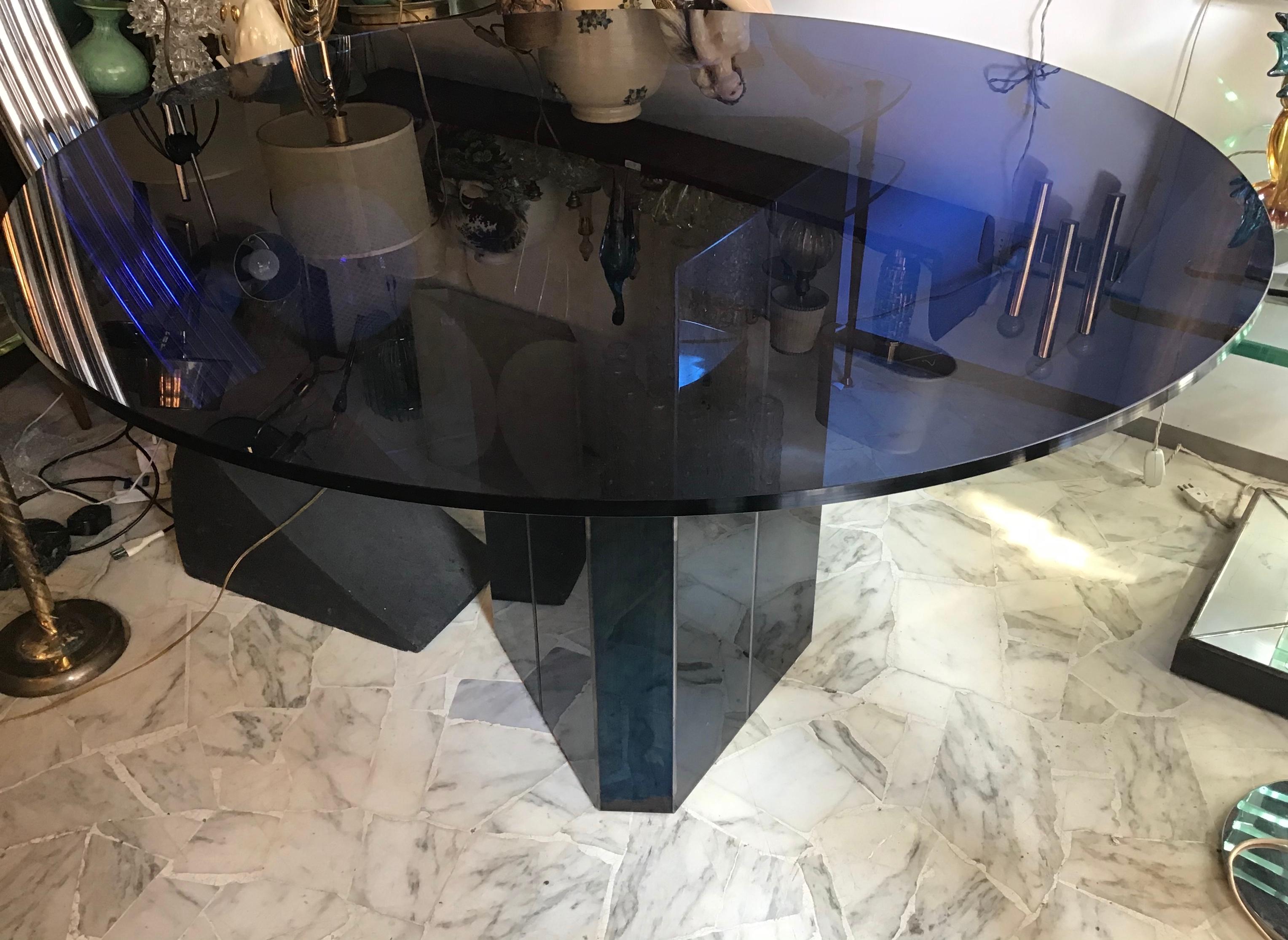 Italian Afra e Tobia Scarpa “Polygono” Table Metal Glass by BeB, 1980, Italy For Sale