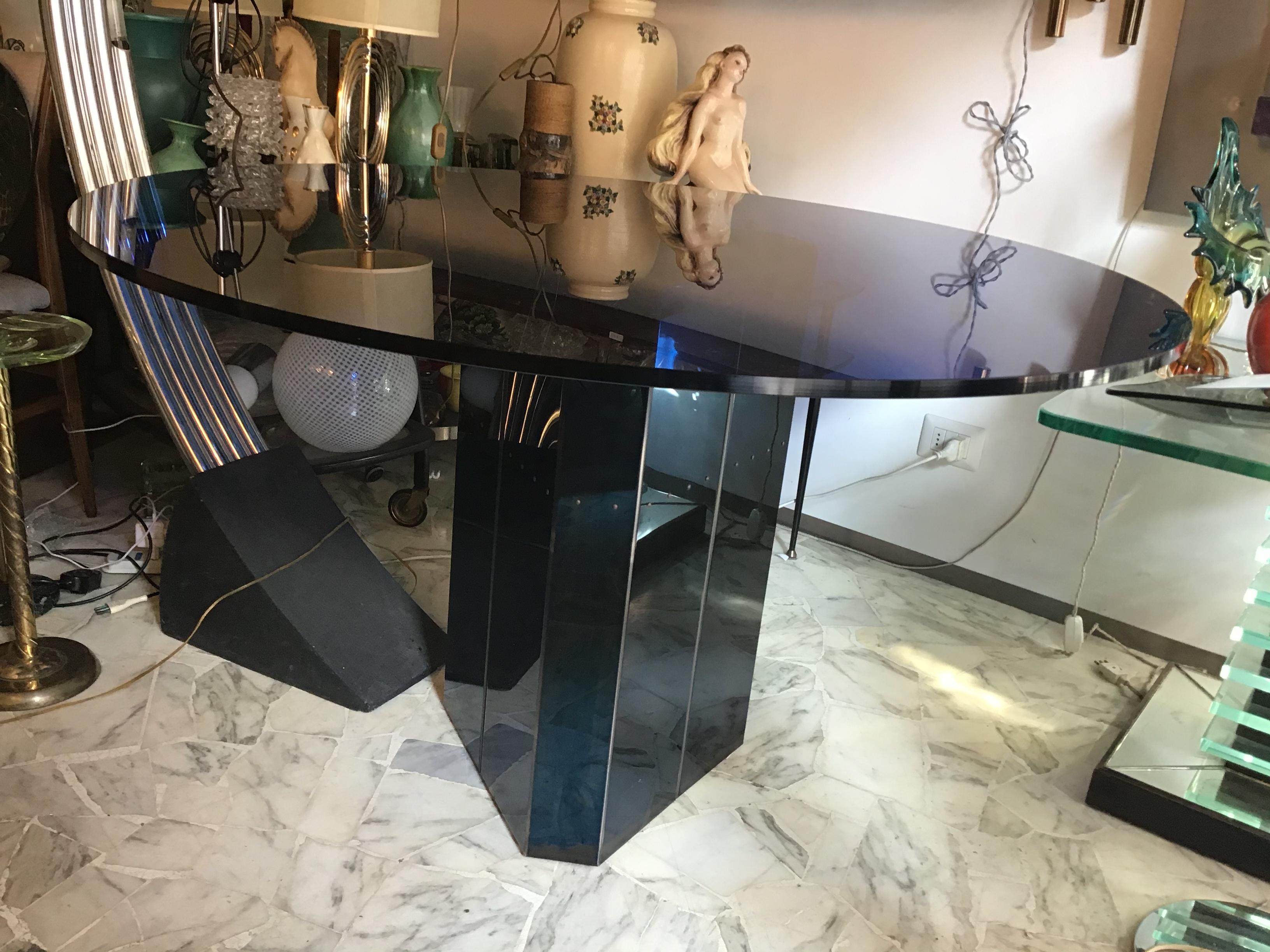 Italian Afra e Tobia Scarpa “Polygono” Table Metal Glass by B&B, 1980, Italy