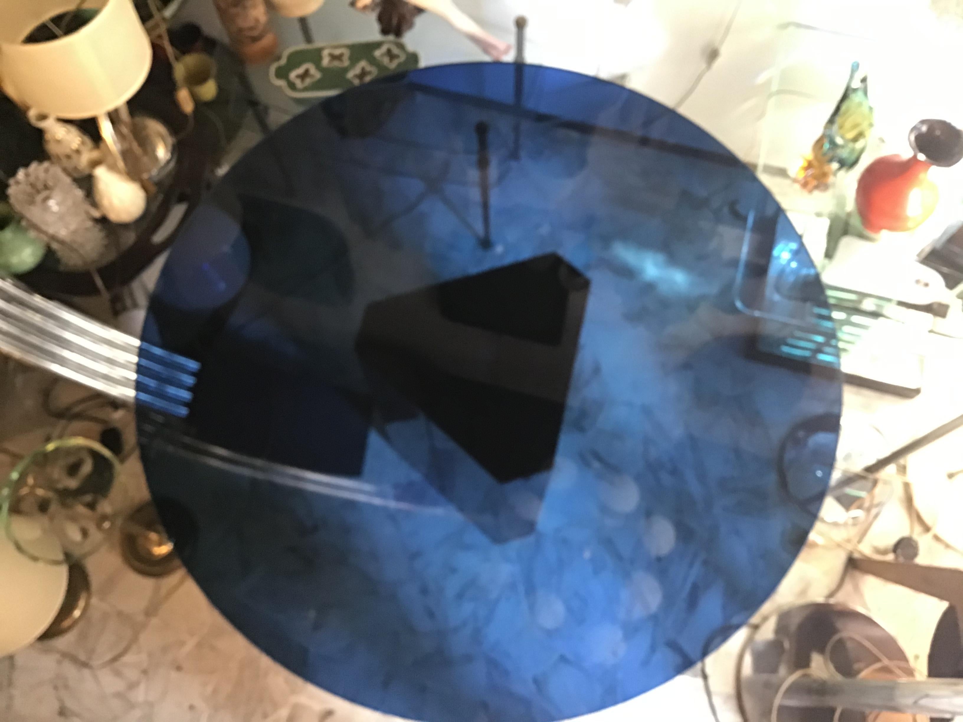 Late 20th Century Afra e Tobia Scarpa “Polygono” Table Metal Glass by BeB, 1980, Italy For Sale