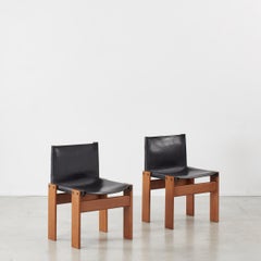 Afra & Tobia Pair Scarpa Monk Black Chairs for Molteni, Italy, 1974