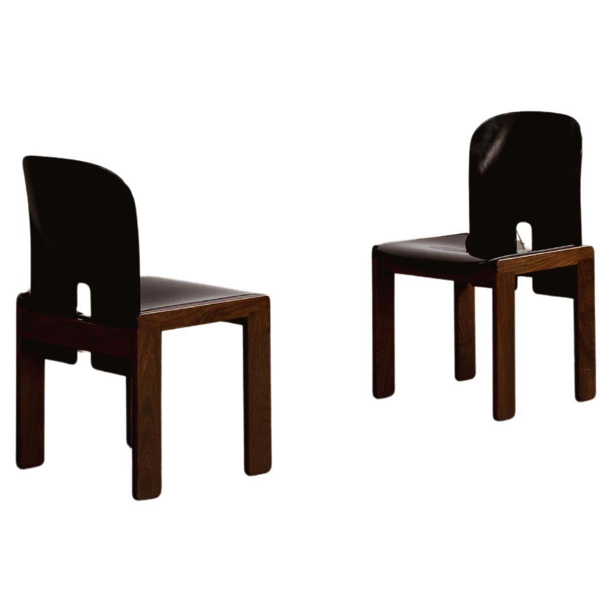 Chaise Afra & Tobia Scarpa "121" pour Cassina, laquée noire, 1965, ensemble de 2 pièces