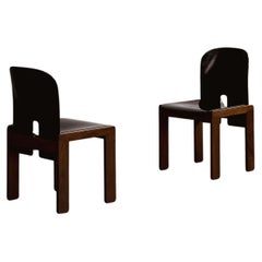 Silla Afra & Tobia Scarpa "121" para Cassina, lacada en negro, 1965, set de 2
