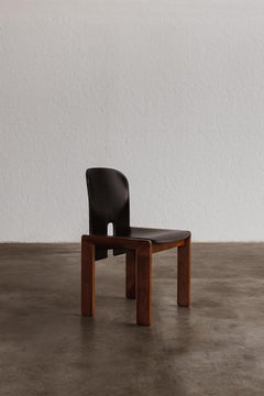 Afra & Tobia Scarpa "121" Chair for Cassina, Black Leather, 1965