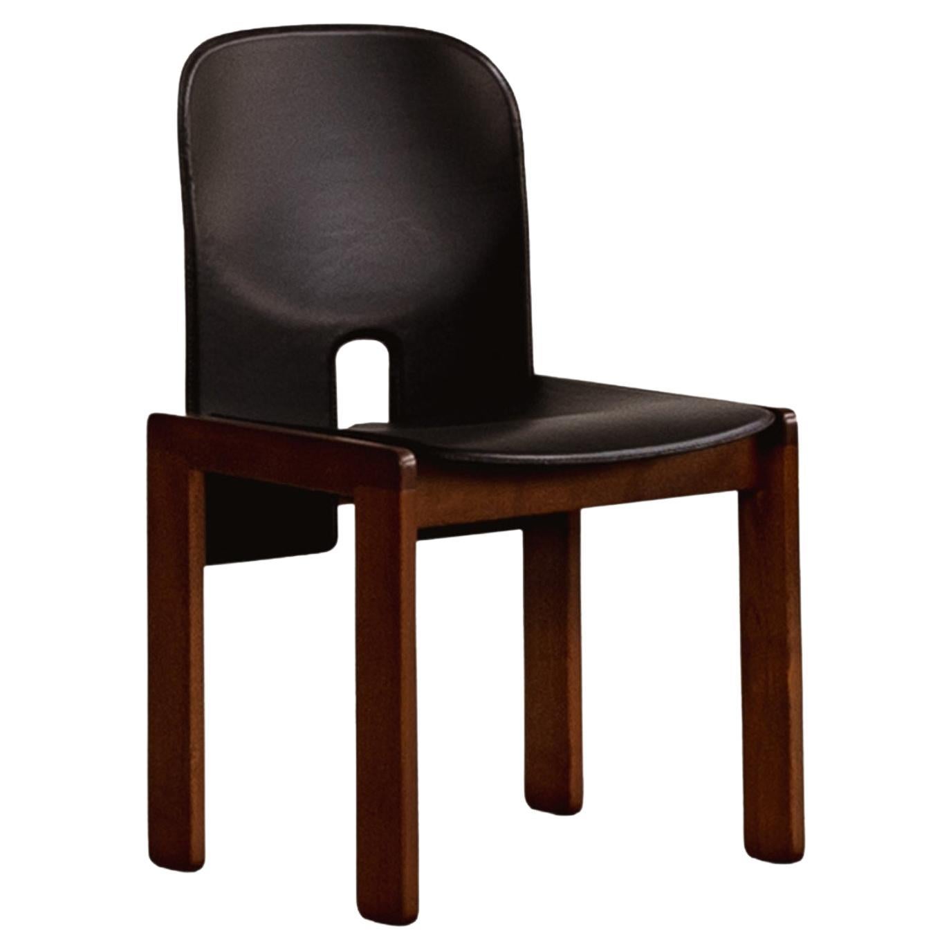 Afra & Tobia Scarpa "121" Chair for Cassina, Black Leather, 1965