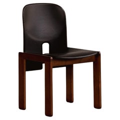 Afra & Tobia Scarpa "121" Chair for Cassina, Black Leather, 1965