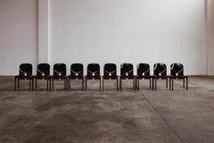 Afra & Tobia Scarpa "121" Chairs for Cassina, Black Lacquered, 1965, Set of 10