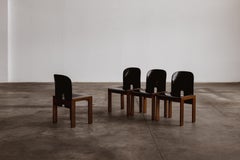 Afra & Tobia Scarpa "121" Chairs for Cassina, Black Lacquered, 1965, Set of 4