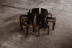 Afra & Tobia Scarpa "121" Chairs for Cassina, Black Lacquered, 1965, Set of 6