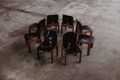 Afra & Tobia Scarpa "121" Chairs for Cassina, Black Lacquered, 1965, Set of 8