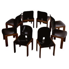 Afra & Tobia Scarpa Sillas "121" para Cassina, lacadas en negro, 1965, lote de 8