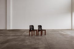 Afra & Tobia Scarpa "121" Chairs for Cassina, Black Leather, 1965, Set of 2
