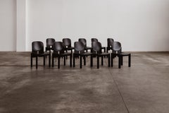 Afra & Tobia Scarpa "121" Chairs for Cassina, Total Black, 1965, Set of 10