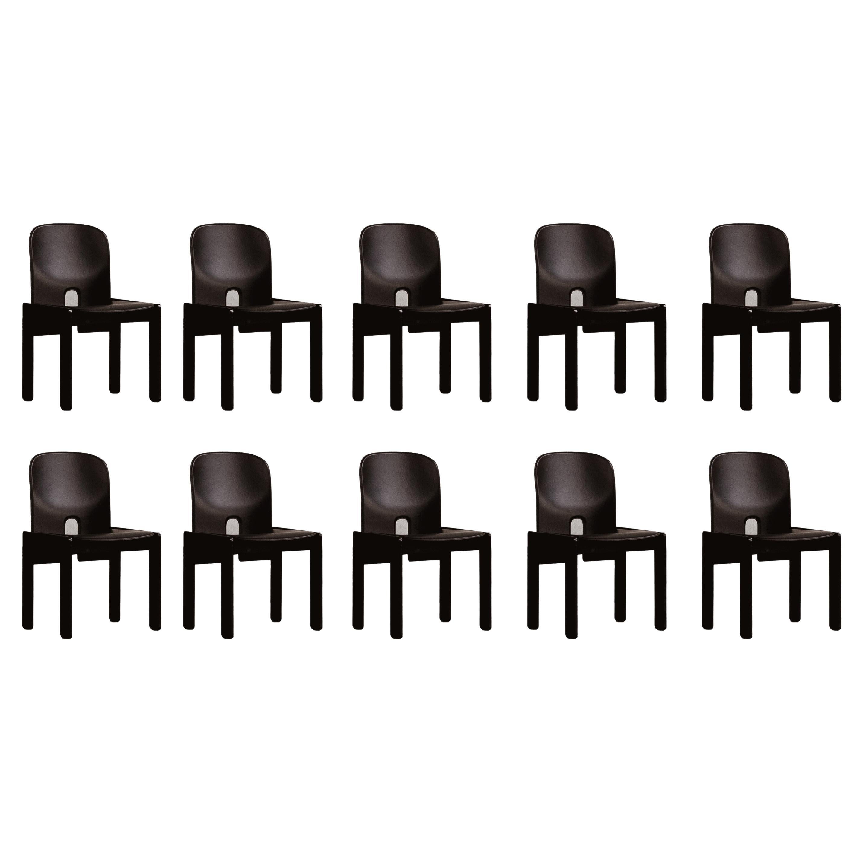 Sedie Afra & Tobia Scarpa "121" per Cassina, Total Black, 1965, Set di 10 in vendita