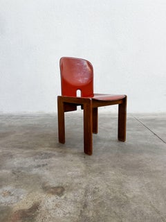 Afra & Tobia Scarpa "121" Dining Chair for Cassina, Red Leather, 1965