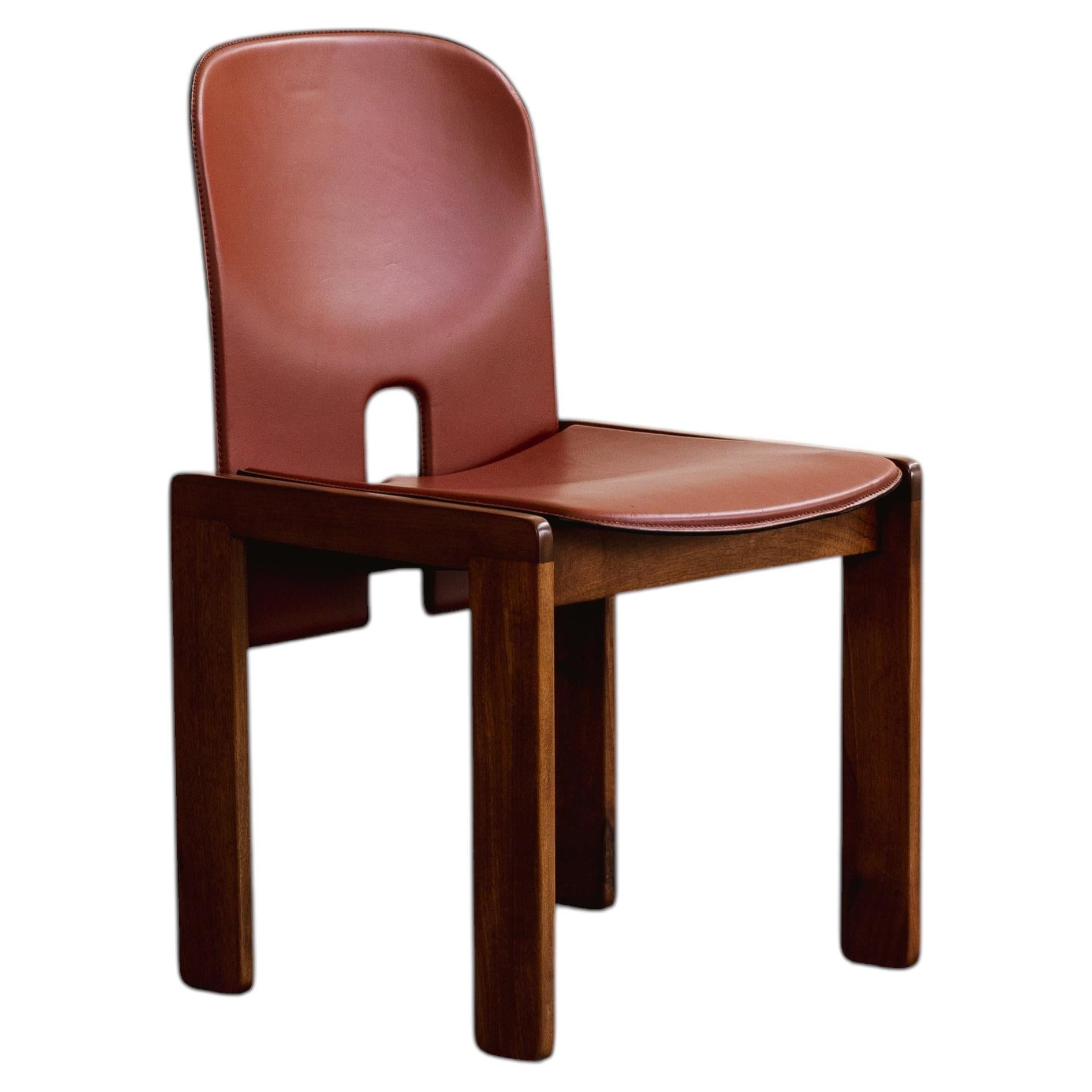 Chaise de salle à manger « 121 » d'Afra et Tobia Scarpa pour Cassina, cuir rouge, 1965