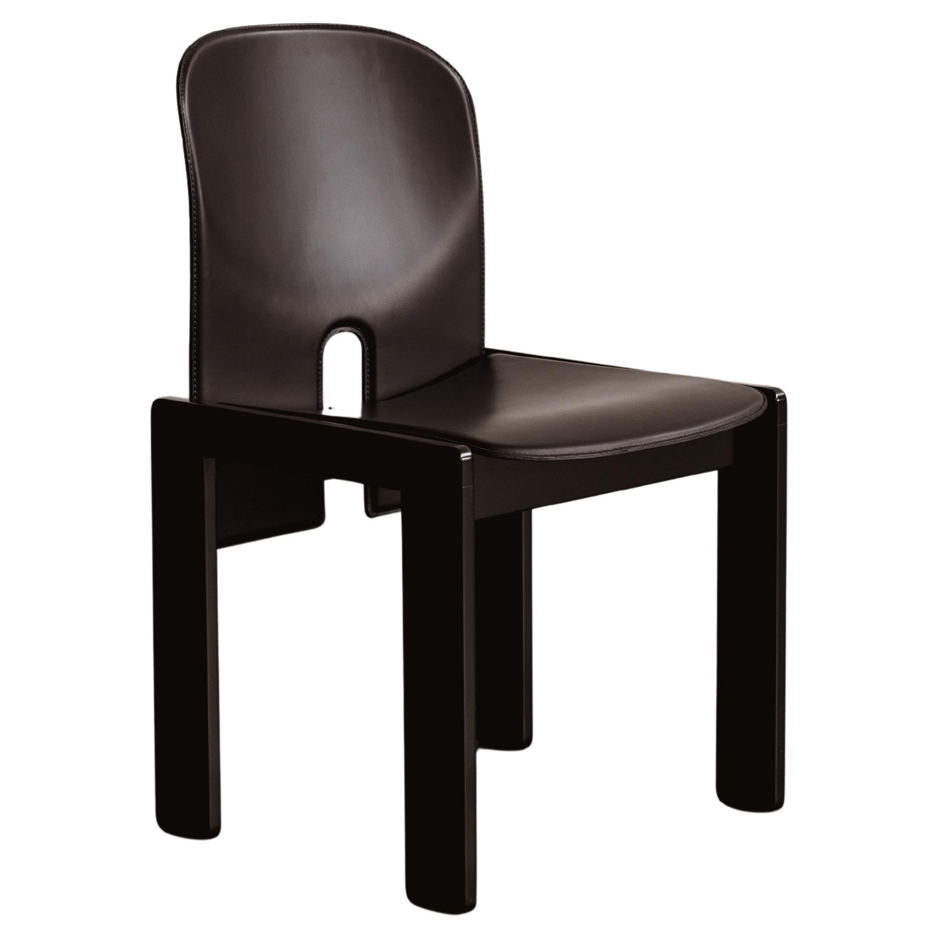 Afra & Tobia Scarpa "121" Dining Chair for Cassina, Total Black, 1965