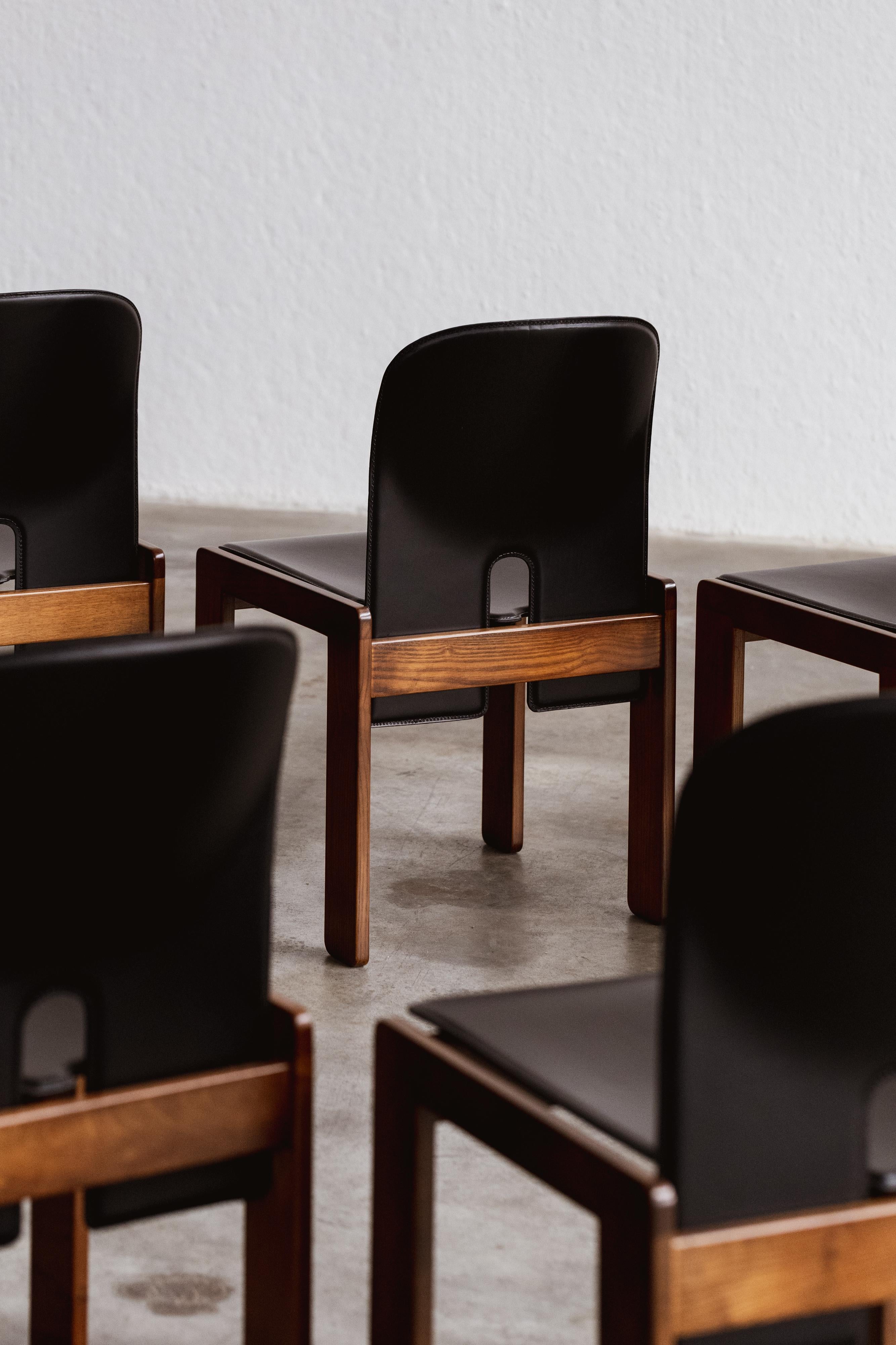 Cuir Chaises à manger 121 d'Afra & Tobia Scarpa pour Cassina, 1965, ensemble de 10 pièces en vente