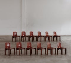 Afra & Tobia Scarpa "121" Chairs for Cassina, Red Leather, 1965, Set of 12