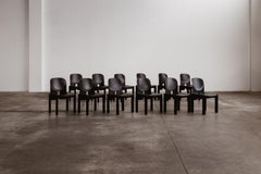 Afra & Tobia Scarpa "121" Chairs for Cassina, Total black, 1965, Set of 12