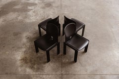Afra & Tobia Scarpa "121" Dining Chairs for Cassina, Total Black, 1965, Set of 4