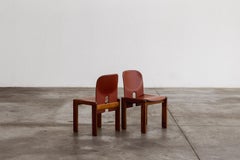 Afra & Tobia Scarpa "121" Dining Chairs for Cassina, Red Leather, 1965, Set of 2