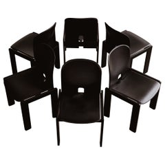 Afra & Tobia Scarpa "121" Dining Chairs for Cassina, Total Black, 1965, Set of 6
